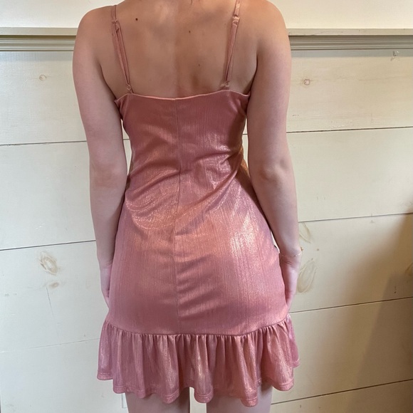 BCX Pink Ruched Ruffled Mini Dress - Picture 2 of 5